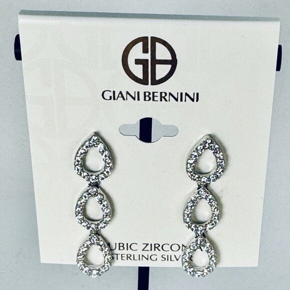 Giani Bernini CZ Drop Earrings 18k Gold-Plated Sterling Silver NWT $100 MSRP - Picture 9 of 10